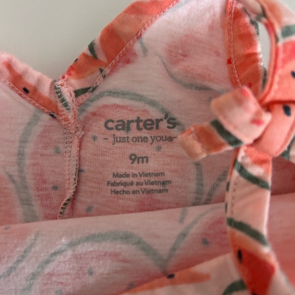 9 month old Carter’s 2 piece set in pink and green watermelon print - Picture 3 of 6